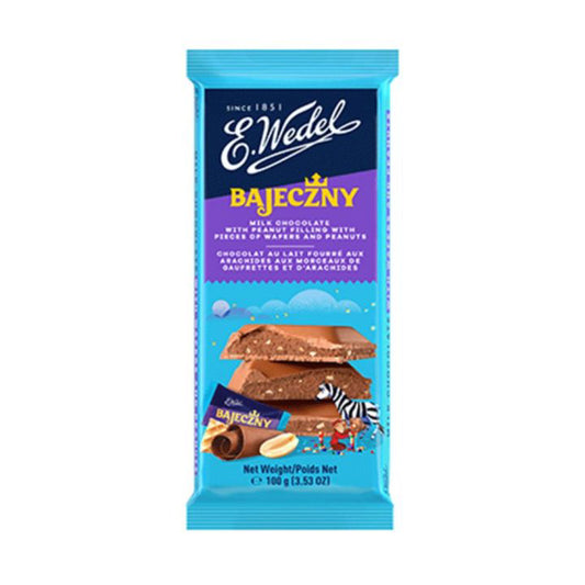 E Wedel Milk Chocolate with Peanut and Hazelnut Filling with pieces of wafers and peanuts